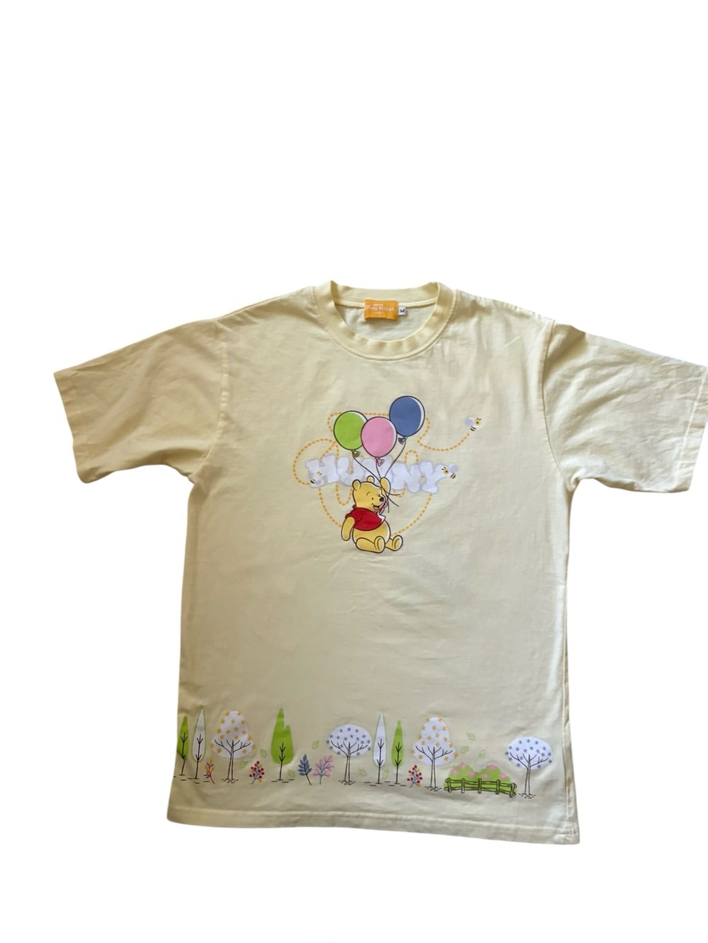 RARE Japan Tokyo Disney Resort Winnie the Pooh & Friends Balloon T-Shirt Yellow